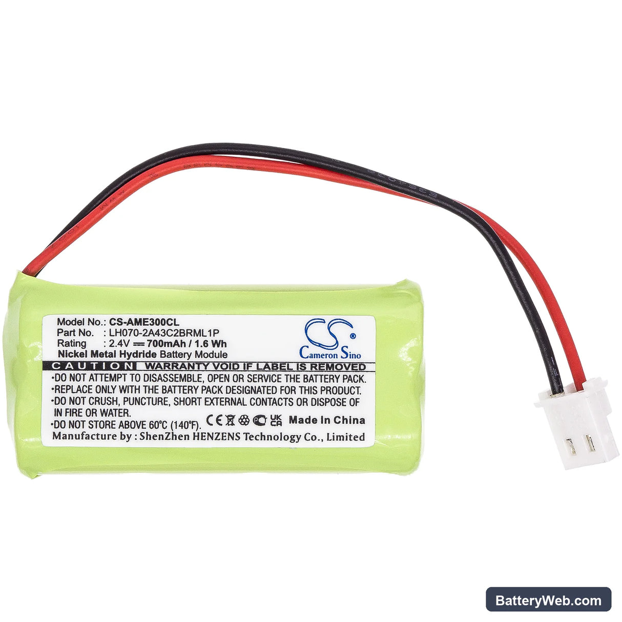 AT&T TL32100 Replacement Battery, 2.4V, 700mAh, Ni-MH 3