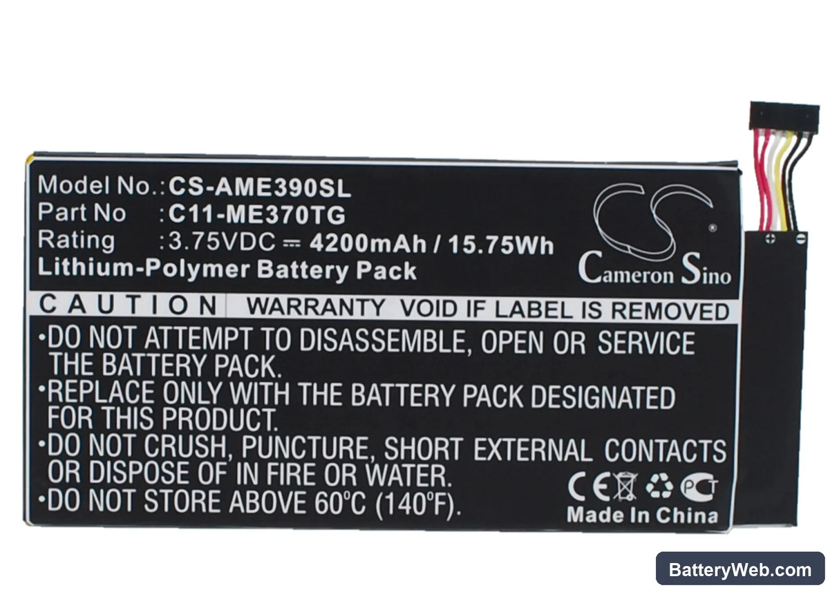 Asus ME370TG Replacement Battery, 3.75V, 4200mAh, Li-Polymer 1