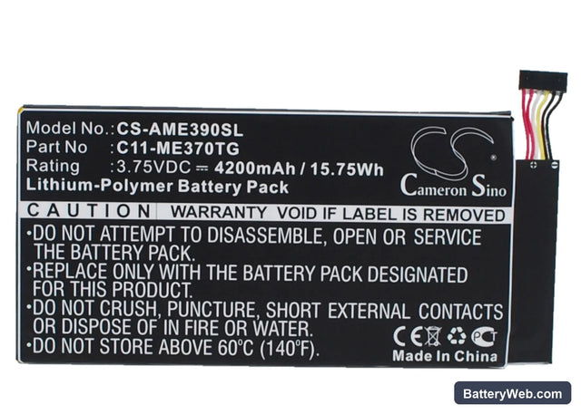 Asus ME370TG Replacement Battery, 3.75V, 4200mAh, Li-Polymer 1