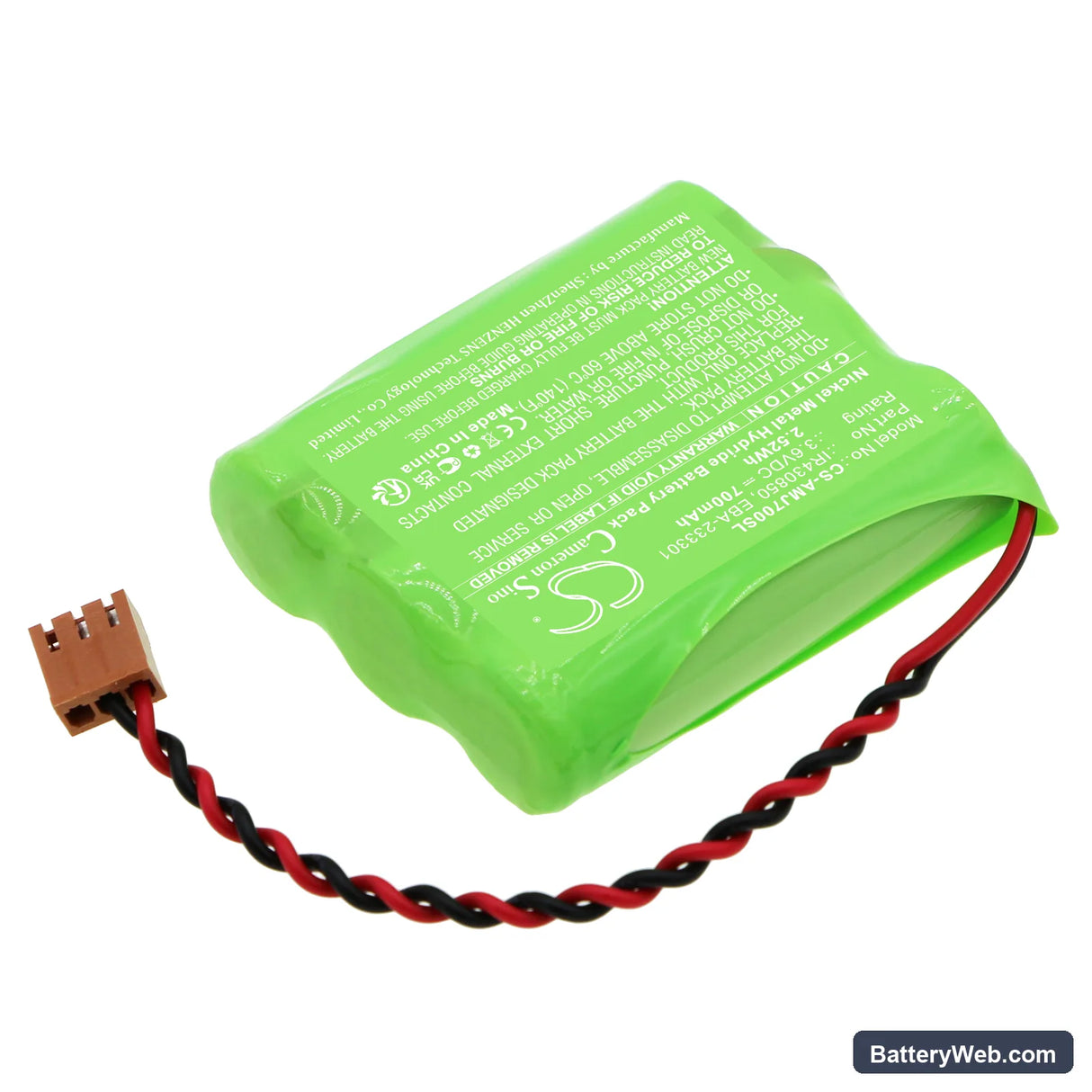 Amano MJR-7000 Replacement Battery, 3.6V, 700mAh, Ni-MH 2