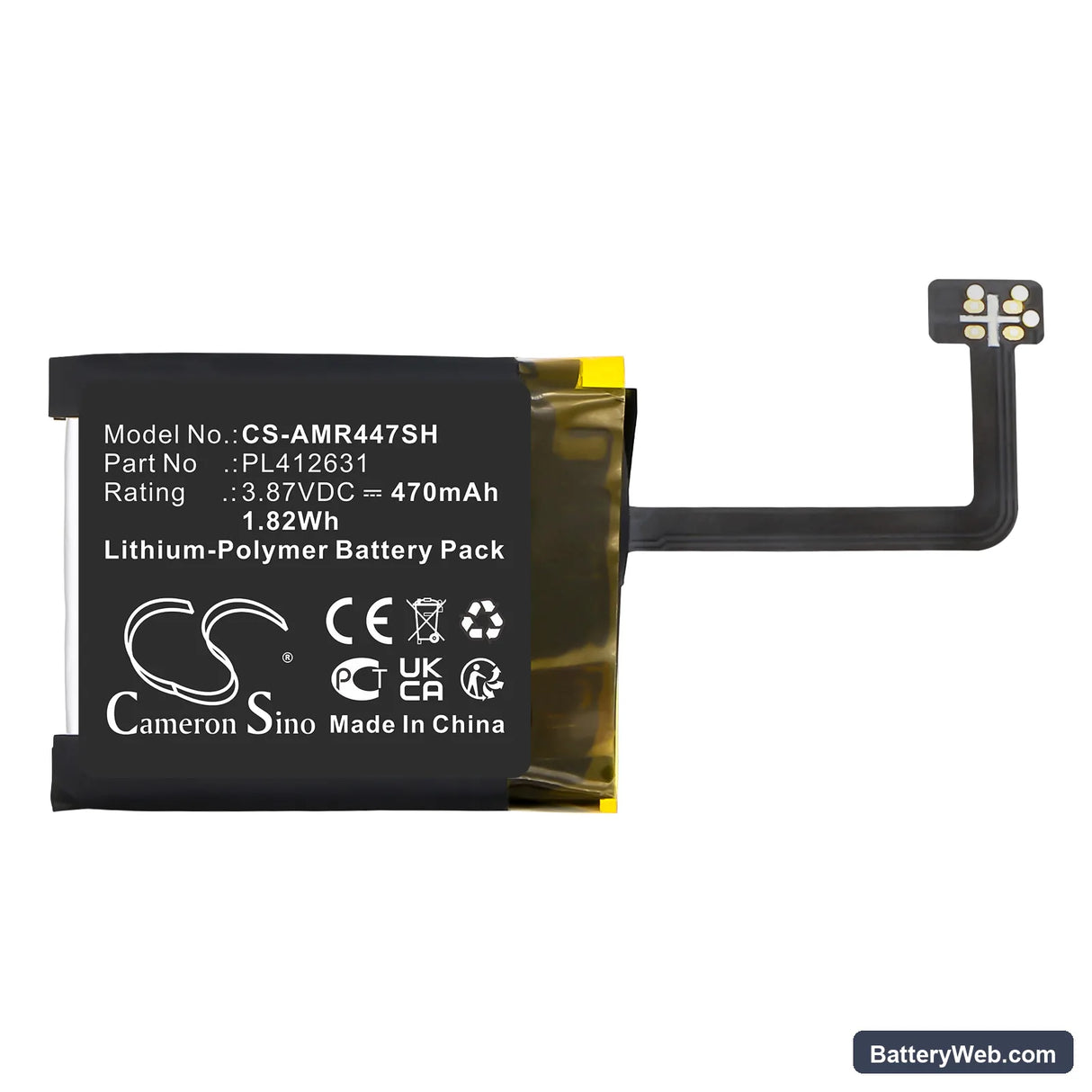 Amazfit GTR 4 47mm Replacement Battery, 3.87V, 470mAh, Li-Polymer 3