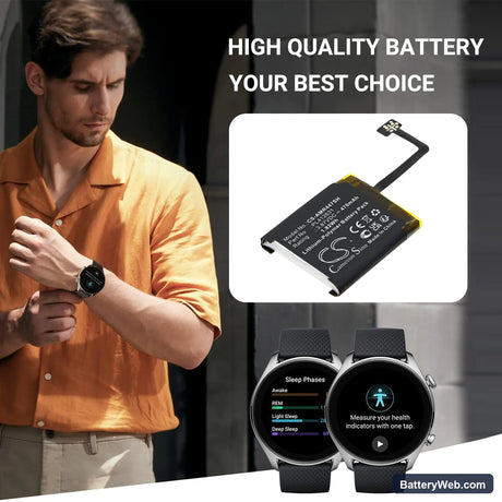 Amazfit GTR 4 47mm Replacement Battery, 3.87V, 470mAh, Li-Polymer 5