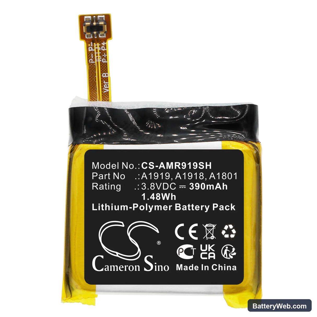 Amazfit T-Rex Replacement Battery, 3.8V, 390mAh, Li-Polymer 3