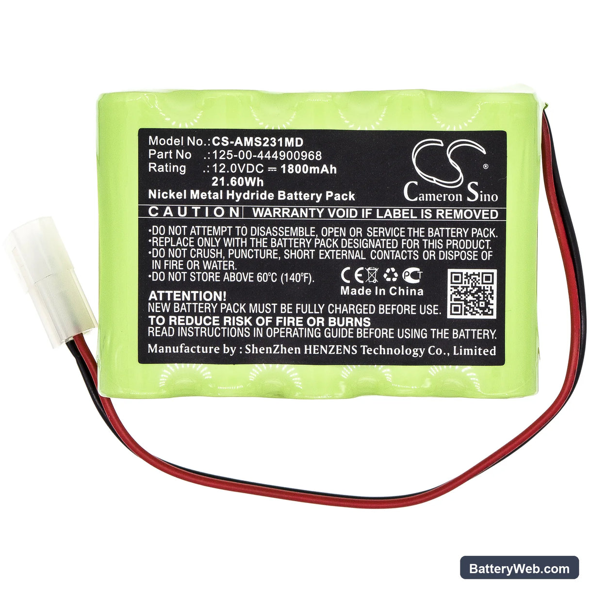 Alaris Medicalsystems Infusion pump 531 Replacement Battery, 12V, 1800mAh, Ni-MH 3