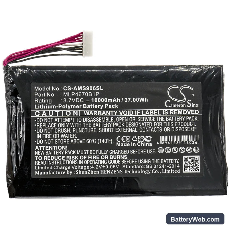 Autel Maxisys MS906BT Replacement Battery, 3.7V, 10000mAh, Li-Polymer 3