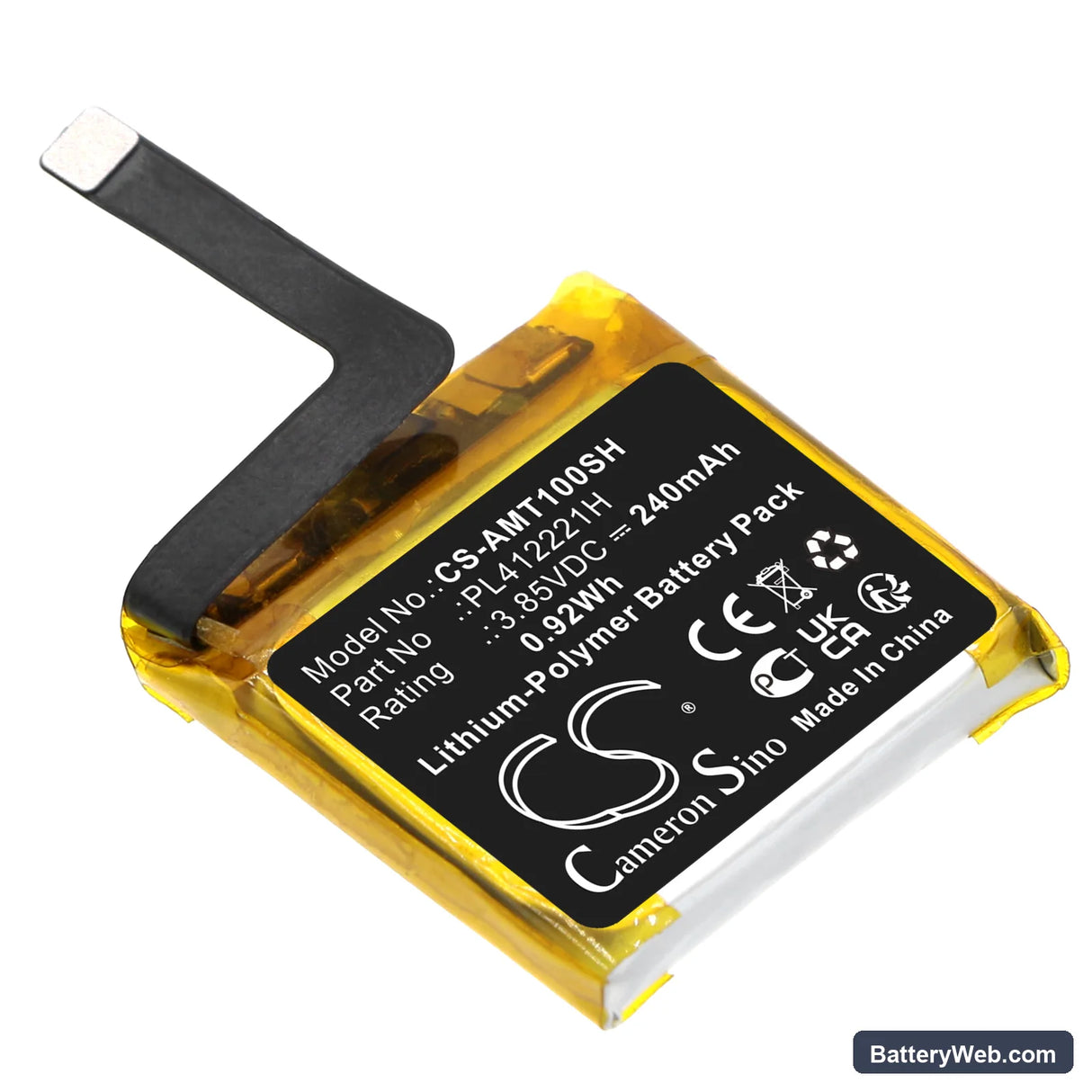 Amazfit GTS Replacement Battery, 3.85V, 240mAh, Li-Polymer 1