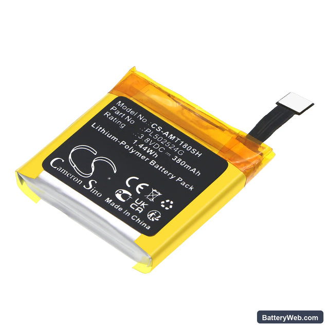 Amazfit A1918 Replacement Battery, 3.8V, 380mAh, Li-Polymer 1