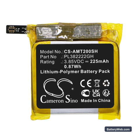 Amazfit POP Replacement Battery, 3.85V, 225mAh, Li-Polymer 3