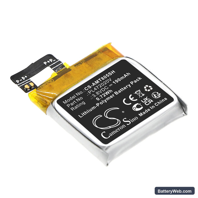 Amazfit A1805 Replacement Battery, 3.8V, 190mAh, Li-Polymer 1