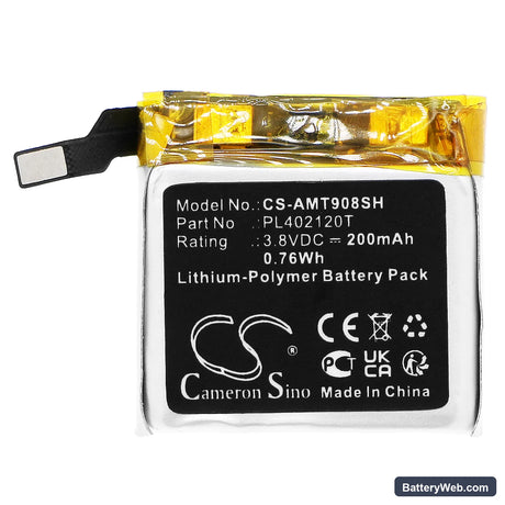 Amazfit ARES Replacement Battery, 3.8V, 200mAh, Li-Polymer 3