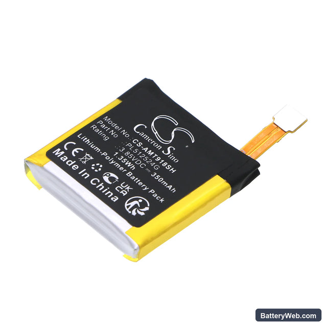 Amazfit A1918 Replacement Battery, 3.85V, 350mAh, Li-Polymer 1