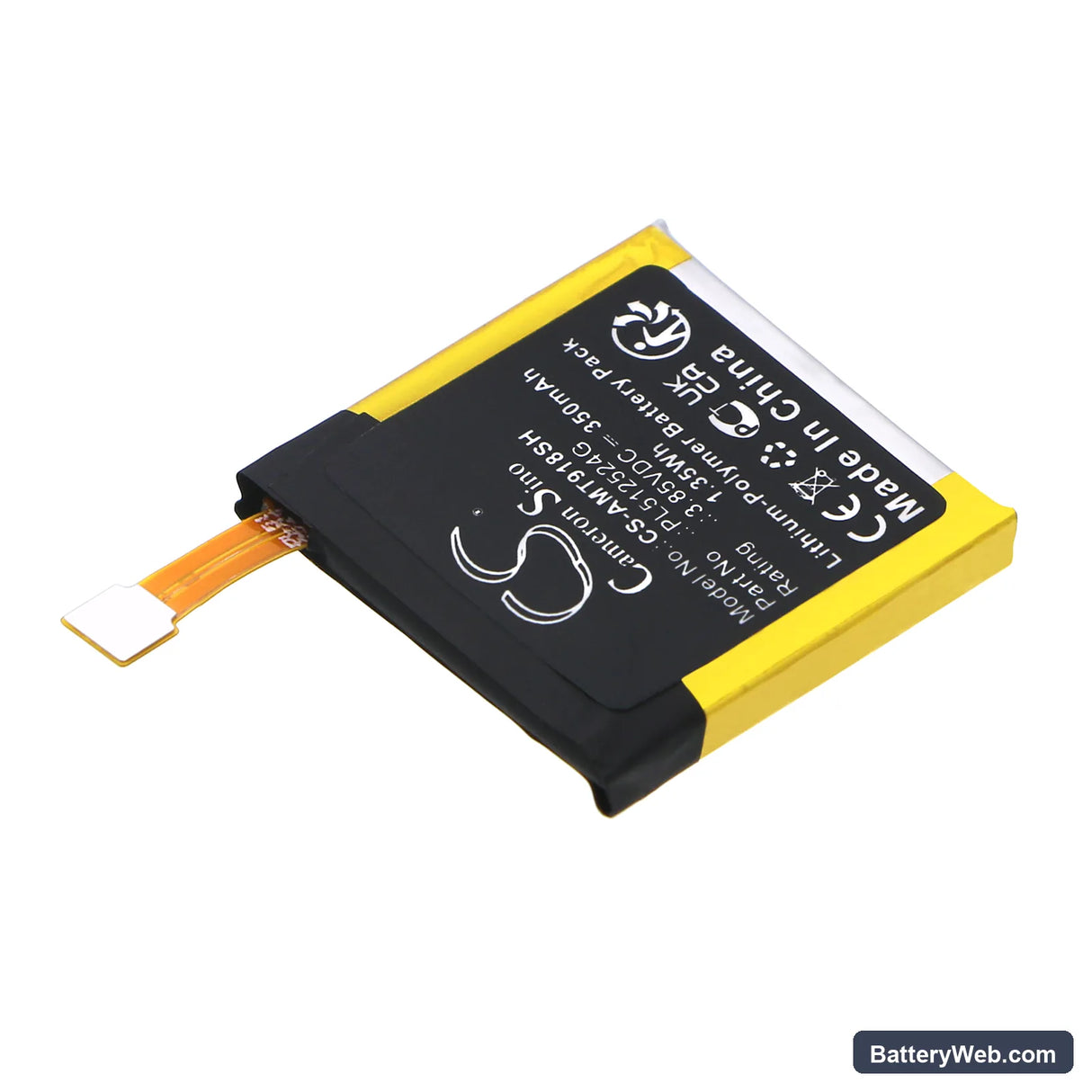 Amazfit A1918 Replacement Battery, 3.85V, 350mAh, Li-Polymer 2