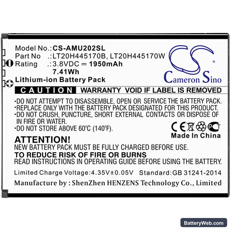 AT&T Maestro Replacement Battery, 3.8V, 1950mAh, Li-ion 3