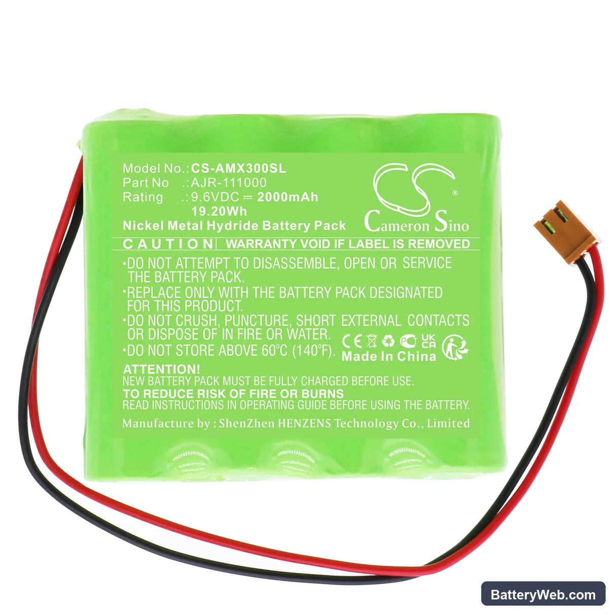 Amano PIX3000 Replacement Battery, 9.6V, 2000mAh, Ni-MH 3