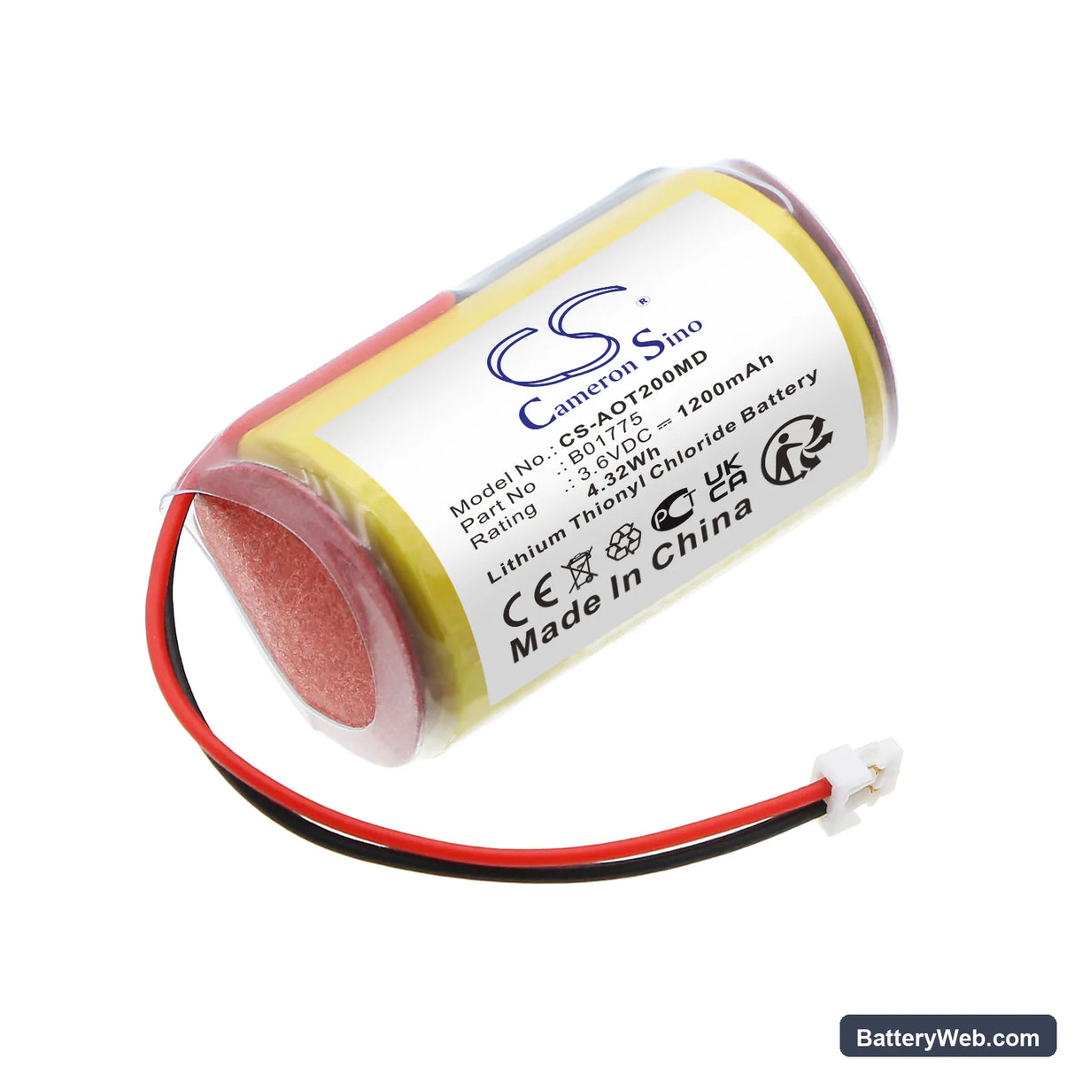 AeroScout 24 Replacement Battery, 3.6V, 1200mAh, Li-SOCl2 1