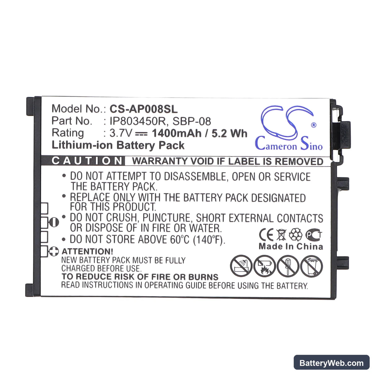 Asus SBP-08 Replacement Battery, 3.7V, 1400mAh, Li-ion 5