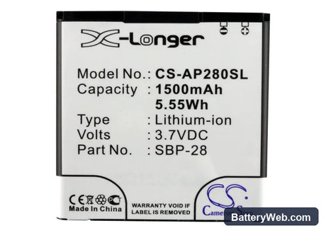 Asus PadFone Replacement Battery, 3.7V, 1500mAh, Li-ion 5