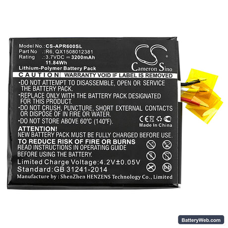 Oinom A1100 Replacement Battery, 3.7V, 3200mAh, Li-Polymer 3