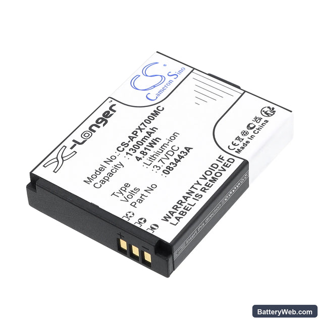 Actionpro X7 Replacement Battery, 3.7V, 1300mAh, Li-ion 1