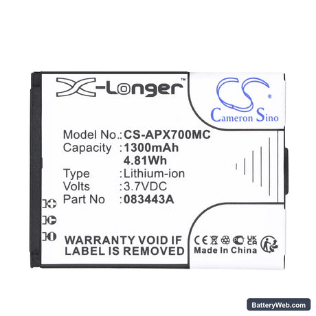 Actionpro X7 Replacement Battery, 3.7V, 1300mAh, Li-ion 5
