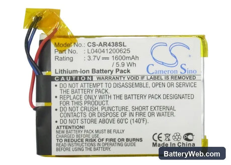 Archos 43 Internet Tablet Replacement Battery, 3.7V, 1600mAh, Li-Polymer 5