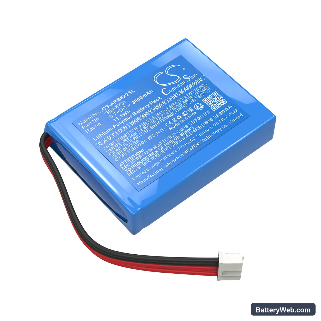 ABB 364-6731 Replacement Battery, 3.7V, 3000mAh, Li-Polymer 1