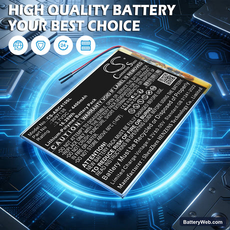 Archos AC101OX4G Replacement Battery, 3.7V, 4400mAh, Li-Polymer 6