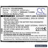 Archos 50F Helium Lite Replacement Battery, 3.7V, 1600mAh, Li-ion 3
