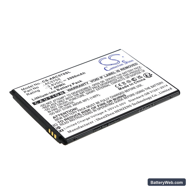 Archos OXYGEN 57 Replacement Battery, 3.8V, 2000mAh, Li-ion 1
