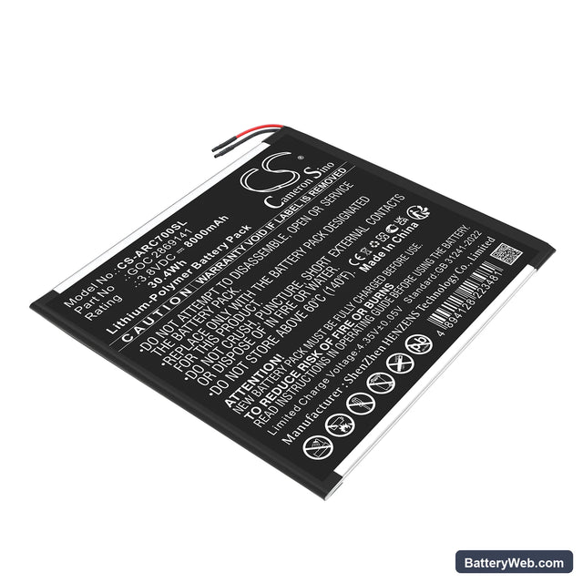 Archos 101B Oxygen Replacement Battery, 3.8V, 8000mAh, Li-Polymer 1