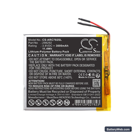 Archos 70 Oxygen Replacement Battery, 3.8V, 3000mAh, Li-Polymer 3