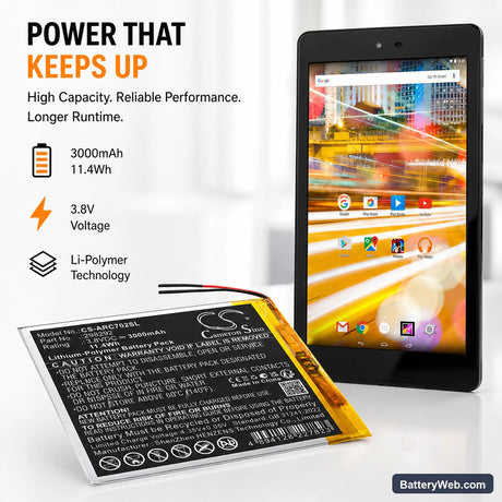 Archos 70 Oxygen Replacement Battery, 3.8V, 3000mAh, Li-Polymer 5