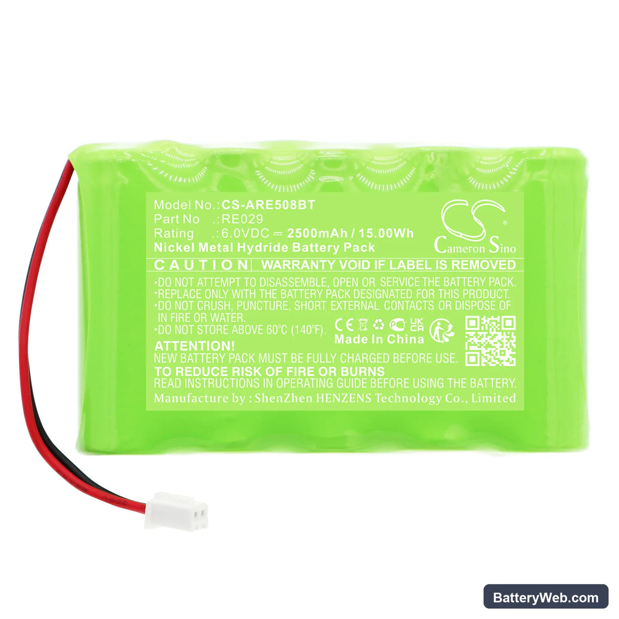 Alula Connect+ Control Panel Replacement Battery, 6V, 2500mAh, Ni-MH 3