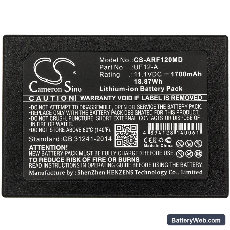 Ahram Biosystems UF12-A Replacement Battery, 11.1V, 1700mAh, Li-ion 5