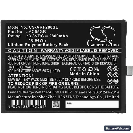 Archos 5.5 Hero V3 Replacement Battery, 3.8V, 2800mAh, Li-Polymer 3