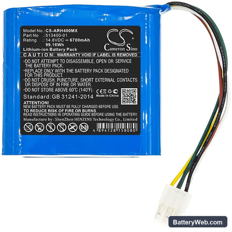 Arjo Huntleigh Air pump Replacement Battery, 14.8V, 6700mAh, Li-ion 3