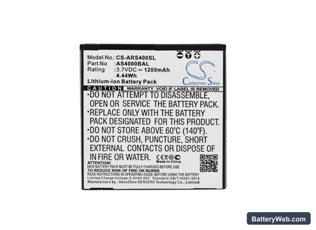 Aligator S4000 Replacement Battery, 3.7V, 1200mAh, Li-ion 5