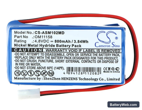 Air Shields-Vickers JM102 Jaundice Mete Replacement Battery, 4.8V, 800mAh, Ni-MH 5