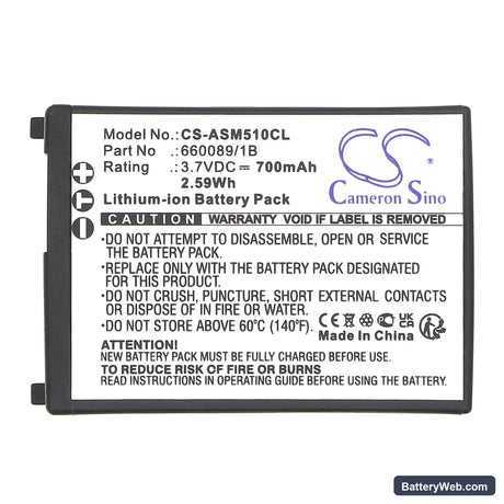 Ascom 51 Advanced Replacement Battery, 3.7V, 700mAh, Li-ion 3