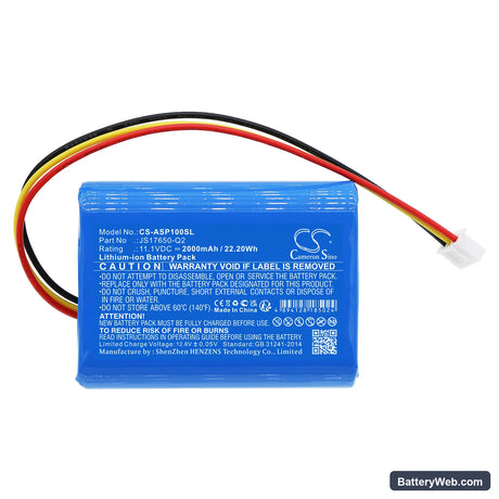 AR Pasadena Replacement Battery, 11.1V, 2000mAh, Li-ion 3