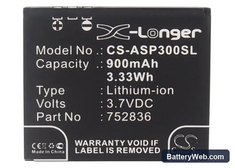 Astak Action Pro 3 Replacement Battery, 3.7V, 900mAh, Li-ion 5