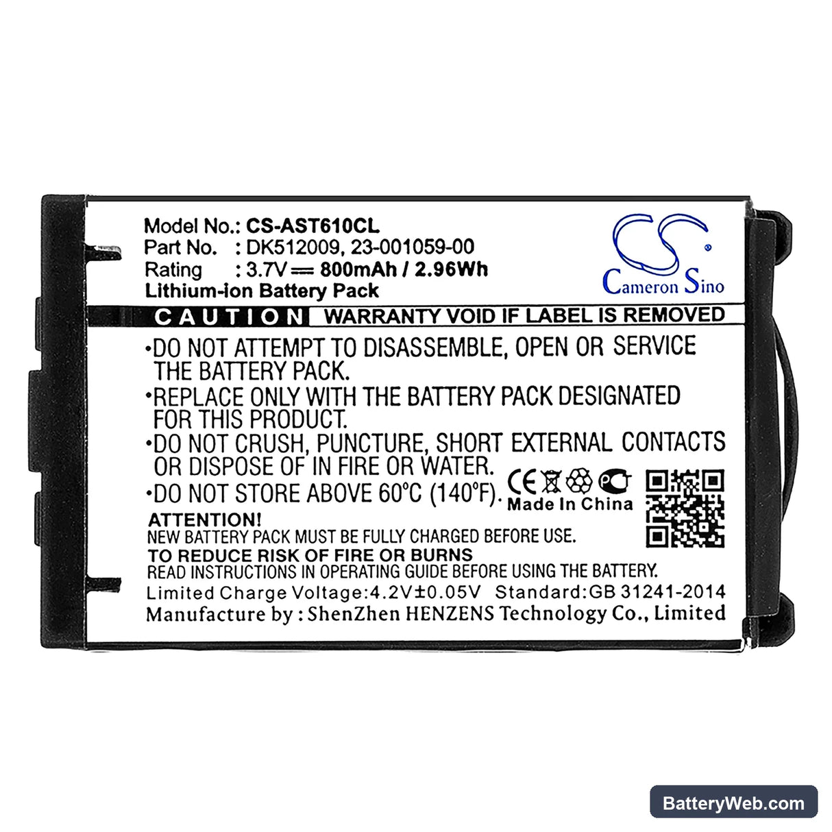 Mitel 600d Replacement Battery, 3.7V, 800mAh, Li-ion 5