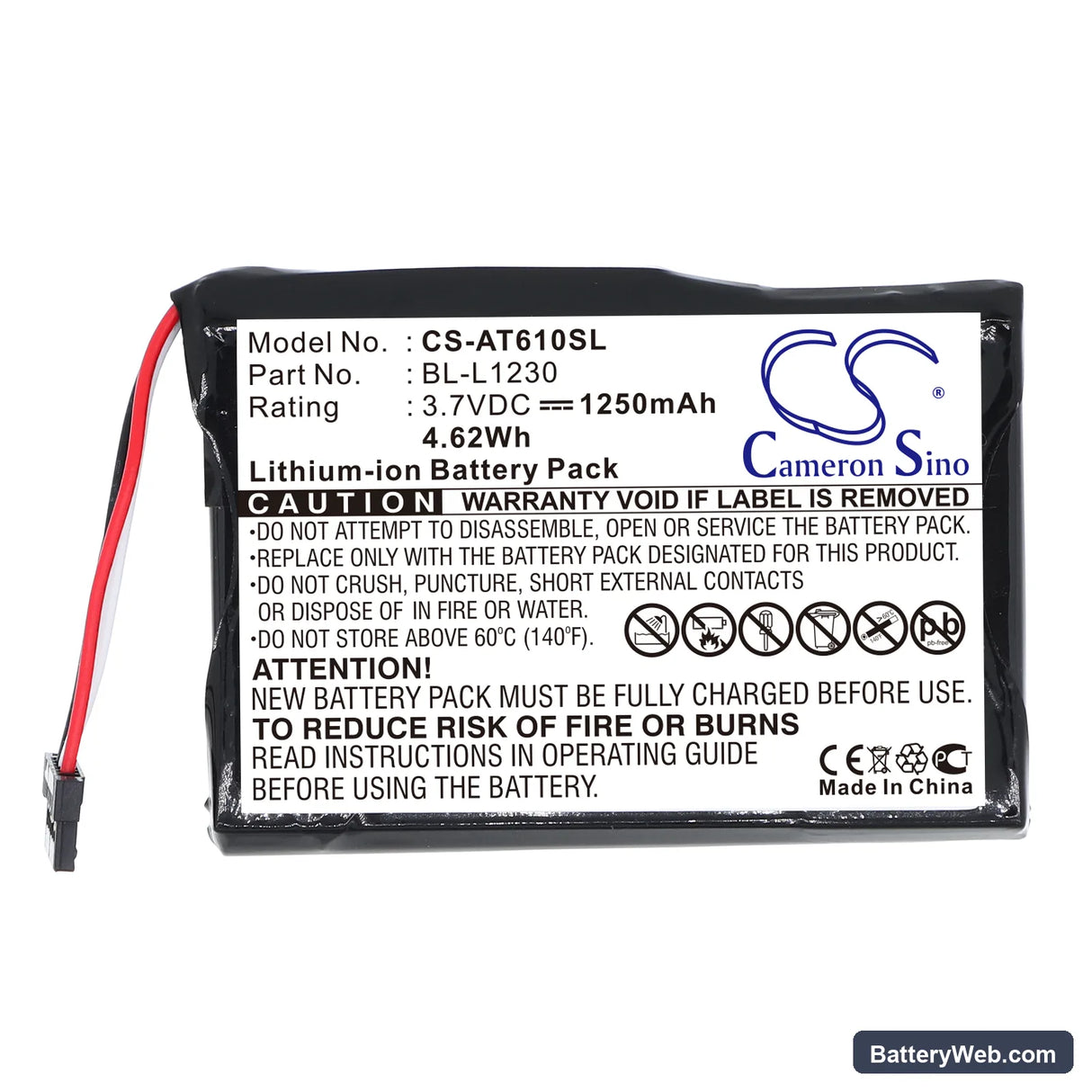 Airis T610 Replacement Battery, 3.7V, 1250mAh, Li-ion 3