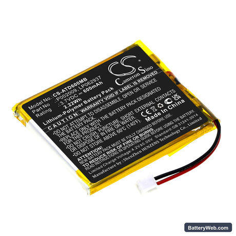 Alecto DBX-60 Replacement Battery, 3.7V, 600mAh, Li-Polymer 1