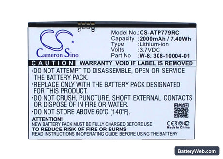 BoostMobile AirCard 779S Replacement Battery, 3.7V, 2000mAh, Li-ion 5