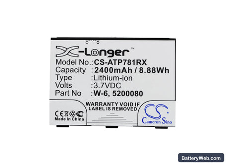 AT&T Unite Pro Replacement Battery, 3.7V, 2400mAh, Li-ion 5