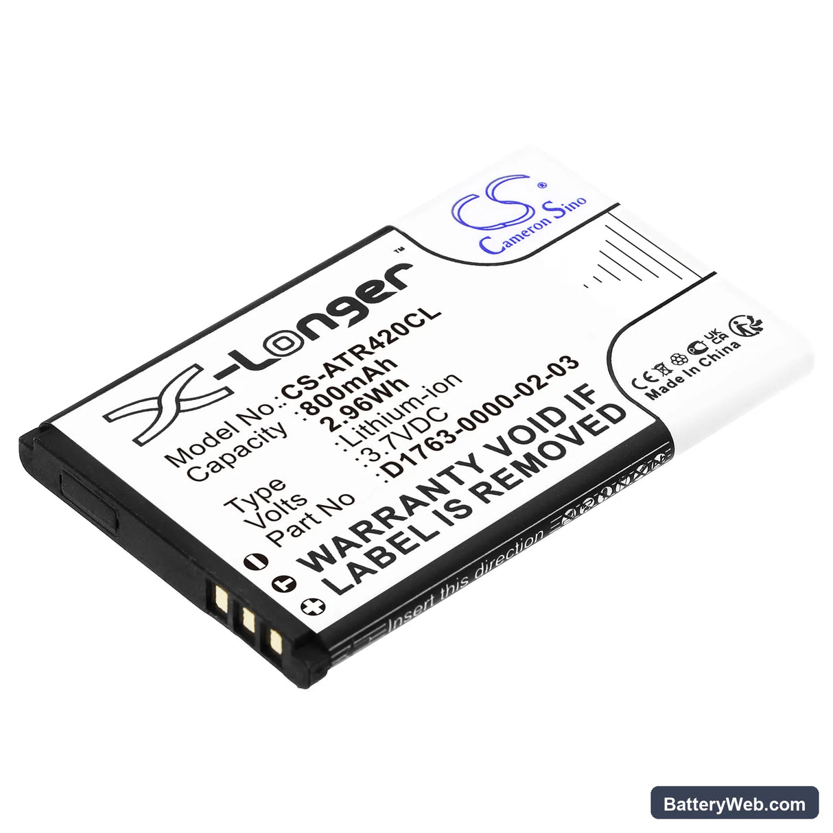 Aastra 420d Replacement Battery, 3.7V, 800mAh, Li-ion 1