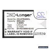 Aastra 420d Replacement Battery, 3.7V, 800mAh, Li-ion 3