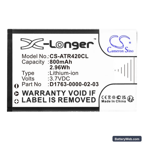 Aastra 420d Replacement Battery, 3.7V, 800mAh, Li-ion 3