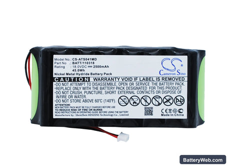 Atmos Pump Wound S041 Replacement Battery, 18V, 2500mAh, Ni-MH 5